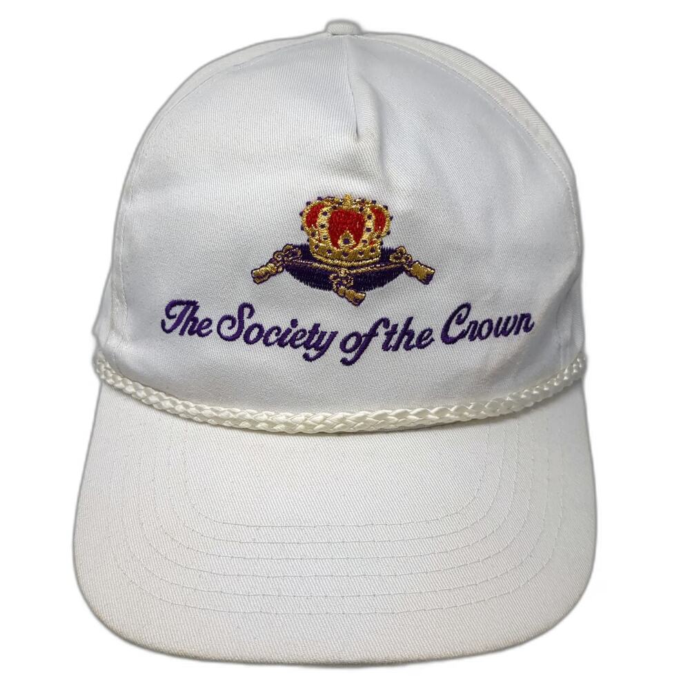 5 Panel White One Size Hat Society of the Crown Rope Snapback Cotton Embroidered